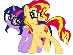 Size: 531x403 | Tagged: safe, artist:squipycheetah, derpibooru import, sci-twi, sunset shimmer, twilight sparkle, ponified, pony, unicorn, equestria girls, friendship games, cute, equestria girls ponified, female, glasses, lesbian, ponified humanized pony, scitwishimmer, shimmerbetes, shipping, sunsetsparkle, twiabetes, unicorn sci-twi