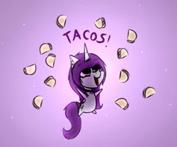 Size: 1389x1155 | Tagged: safe, artist:marsminer, derpibooru import, oc, oc:wicked silly, unofficial characters only, pony, unicorn, chibi, food, solo, taco