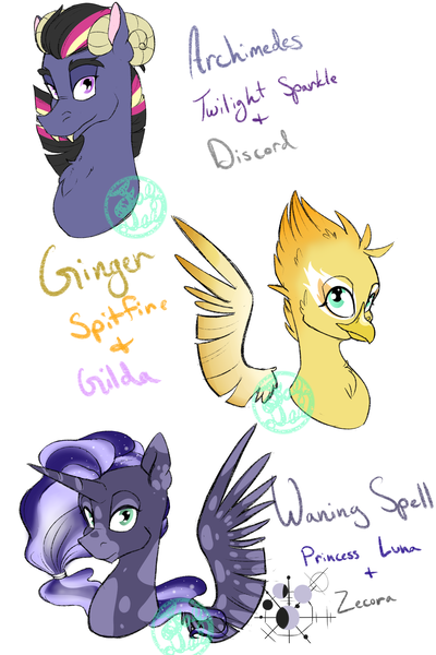 Size: 2000x3000 | Tagged: alicorn, artist:farewelldecency, crack shipping, derpibooru import, hybrid, interspecies offspring, magical lesbian spawn, oc, offspring, parent:discord, parent:gilda, parent:princess luna, parents:discolight, parents:lunacora, parent:spitfire, parent:twilight sparkle, parent:zecora, safe, solo, unofficial characters only, zebra alicorn, zony