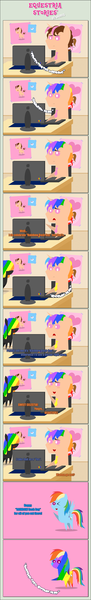 Size: 1205x7932 | Tagged: artist:estories, comic, computer, derpibooru import, neink, oc, oc:neigh sayer, oc:think pink, pointy ponies, rainbow dash, rainbow hair, safe