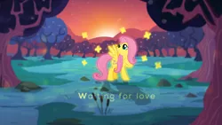 Size: 3840x2160 | Tagged: artist:minhbuinhat99, artist:rosaline, butterfly, clearing, derpibooru import, fluttershy, orchard, safe, shadow, sunset, text, tree, vector, wallpaper