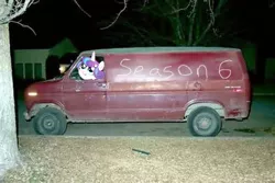 Size: 480x320 | Tagged: safe, derpibooru import, edit, princess flurry heart, alicorn, pony, spoiler:s06, ford, ford econoline, irl, meme, photo, rape van, seems legit, solo, van