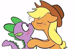 Size: 1000x660 | Tagged: applejack, applespike, artist:radek1212, colored, derpibooru import, drunk, drunk aj, drunk aj 365, drunk bubbles, female, kissing, love, male, safe, shipping, spike, straight