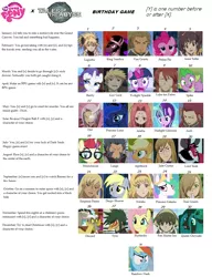 Size: 1150x1499 | Tagged: anise tatlin, applejack, arietta, asch, birthday game, derpibooru import, derpy hooves, discord, dist, emperor peony, exploitable meme, fluttershy, fon master ion, guy cecil, jade curtiss, king sombra, largo, legretta, lord tirek, luke fon fabre, meme, moondancer, natalia luzu kimlasca-lanvaldear, pinkie pie, princess celestia, princess luna, queen chrysalis, rainbow dash, rarity, safe, spike, starlight glimmer, sync, tales of series, tales of the abyss, tear grants, text, twilight sparkle, van grants