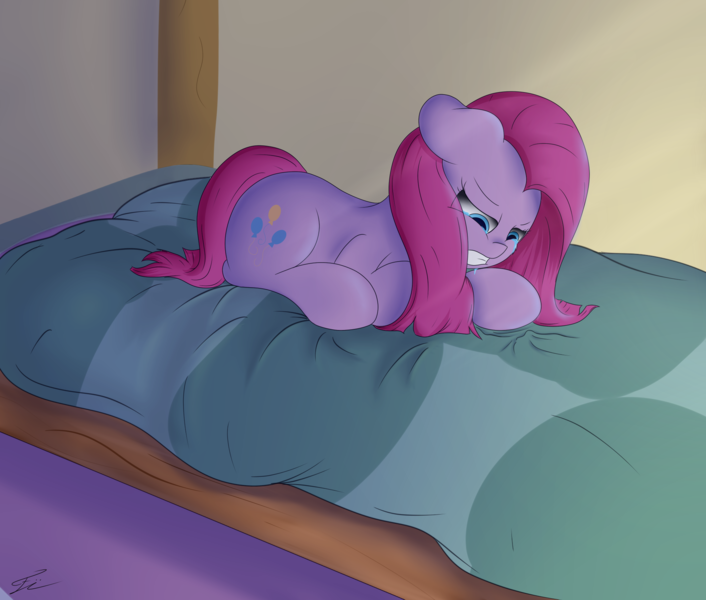 Size: 2000x1700 | Tagged: artist:fluttair, bed, bedroom, crying, depressed, derpibooru import, pinkamena diane pie, pinkie pie, sad, semi-grimdark, solo