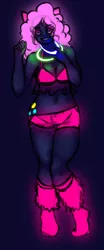 Size: 796x1920 | Tagged: artist:sehad, blacklight, derpibooru import, drawing, female, glowstick, human, humanized, neon, pinkie pie, rave, solo, solo female, suggestive