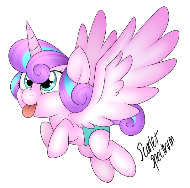 Size: 2537x2510 | Tagged: safe, artist:scarlet-spectrum, derpibooru import, princess flurry heart, spoiler:s06, :p, :t, cute, diaper, flying, simple background, smiling, solo, spread wings, tongue out, transparent background