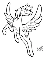 Size: 2550x3300 | Tagged: artist:selenophile, cute, derpibooru import, flying, monochrome, open mouth, rainbow dash, safe, solo, wip