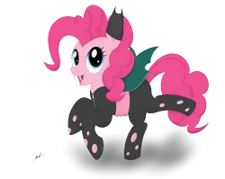 Size: 3079x2456 | Tagged: safe, artist:noxdrachen, derpibooru import, pinkie pie, changeling, clothes, costume, cute, fangs, solo