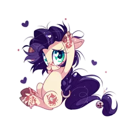 Size: 1000x1000 | Tagged: safe, artist:ipun, derpibooru import, oc, oc:silver mine, unofficial characters only, bell, braid, cute, freckles, heart eyes, simple background, solo, transparent background, unshorn fetlocks, wingding eyes