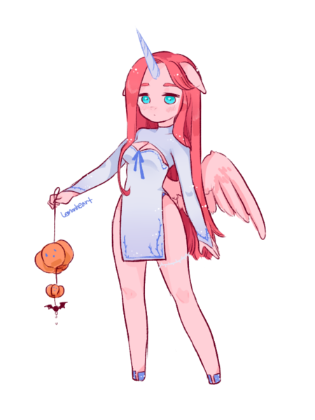 Size: 600x800 | Tagged: anthro, artist:lemonheart, bat, blushing, boob window, butt wings, clothes, costume, derpibooru import, dress, floppy ears, looking at you, oc, oc:cherry, pegasus, safe, side slit, simple background, solo, spread wings, transparent background, unguligrade anthro, unofficial characters only, waist wings