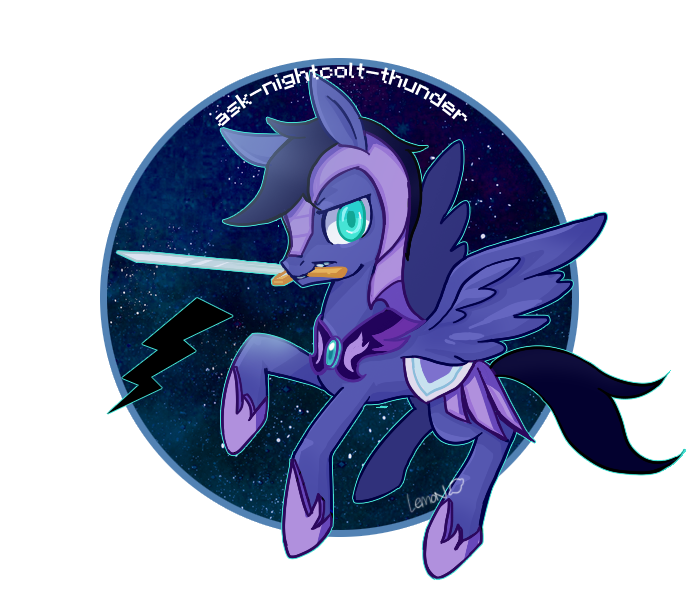 Size: 700x600 | Tagged: safe, artist:lemonheart, derpibooru import, oc, oc:nightcolt thunder, unofficial characters only, pegasus, pony, flying, looking at you, night guard, night guardmouth hold, sword, weapon