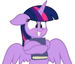 Size: 6432x5460 | Tagged: safe, artist:heir-of-rick, artist:slb94, derpibooru import, twilight sparkle, twilight sparkle (alicorn), alicorn, pony, absurd resolution, adorkable, blushing, book, bookhorse, cute, dork, female, mare, simple background, smiling, solo, transparent background, twiabetes, vector