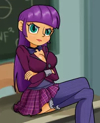 Size: 896x1101 | Tagged: safe, artist:ohohokapi, deleted from derpibooru, derpibooru import, ginger owlseye, equestria girls, friendship games, adorasexy, background human, breasts, busty ginger owlseye, cleavage, clothes, crossed arms, crossed legs, crystal prep academy uniform, cute, female, plaid skirt, pleated skirt, school uniform, schrödinger's pantsu, sexy, skirt, socks, solo, stupid sexy ginger owlseye, thigh highs