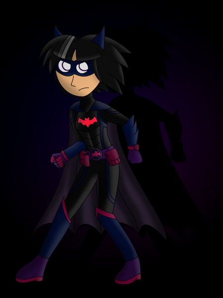 Size: 3000x4000 | Tagged: arkham city, artist:joeycrick, batgirl, batman, crossover, derpibooru import, human, humanized, safe, twilight sparkle, voice actor joke