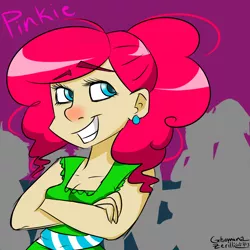 Size: 4000x4000 | Tagged: safe, artist:adroitart, derpibooru import, pinkie pie, human, humanized, solo