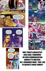 Size: 1400x2154 | Tagged: safe, artist:andypriceart, artist:brendahickey, derpibooru import, edit, idw, applejack, decepticolt, fluttershy, goldcap, king longhorn, pinkie pie, rainbow dash, rarity, twilight sparkle, twilight sparkle (alicorn), zappityhoof, alicorn, pony, spoiler:comic, spoiler:comicff25, comic, comic drama, dialogue, drama, drama bait, idw drama, inconsistency, meta