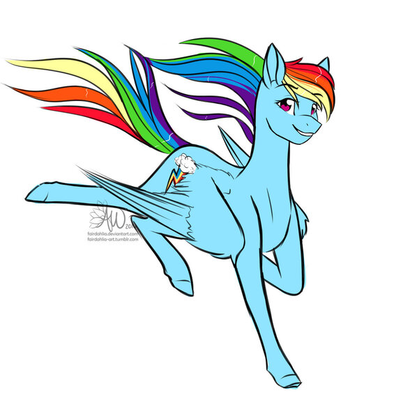 Size: 1024x1087 | Tagged: artist:fairdahlia, derpibooru import, flying, rainbow dash, safe, sketch, smiling, solo