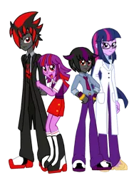 Size: 774x1032 | Tagged: safe, artist:cyrilsmith, derpibooru import, sci-twi, twilight sparkle, oc, equestria girls, background pony strikes again, crossover, crossover shipping, equestria girls-ified, family, offspring, parent:shadow the hedgehog, parent:twilight sparkle, parents:shadtwi, shadow the hedgehog, shadtwi, simple background, sonic the hedgehog (series), transparent background