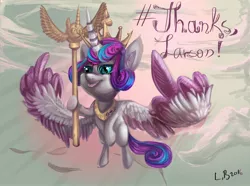 Size: 1916x1428 | Tagged: safe, derpibooru import, princess flurry heart, spoiler:s06, drama, flurry heart drama, hilarious in hindsight, meme, middle feather, middle finger, scepter, solo, thanks m.a. larson, tongue out, twilight scepter, vulgar, wing hands, wings