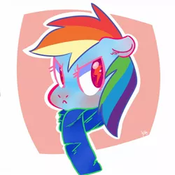 Size: 1280x1280 | Tagged: safe, artist:adroitart, derpibooru import, rainbow dash, pegasus, pony, angry, clothes, female, mare, pouting, scarf, simple background, solo, wingding eyes