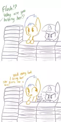 Size: 792x1584 | Tagged: safe, artist:tjpones, derpibooru import, flash sentry, twilight sparkle, twilight sparkle (alicorn), alicorn, pony, book, book fort, book thief arc, bribery, comic, female, flashlight, implied kissing, male, mare, offscreen character, pouting, shipping, straight, that pony sure does love books