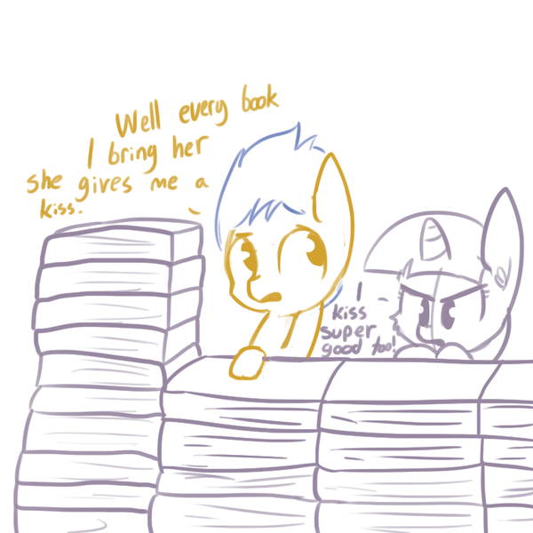 Size: 792x792 | Tagged: safe, artist:tjpones, derpibooru import, flash sentry, twilight sparkle, twilight sparkle (alicorn), alicorn, pony, book, book fort, book thief arc, female, flashlight, male, mare, pouting, shipping, straight