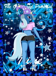 Size: 2735x3735 | Tagged: anthro, artist:sonork91, ass, clothes, daisy dukes, derpibooru import, female, hat, high heels, midriff, plantigrade anthro, sandals, sexy, shorts, solo, solo female, suggestive, trixie