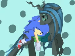 Size: 1600x1200 | Tagged: artist:princess-rosalie97, crossover, crossover shipping, derpibooru import, queen chrysalis, request, safe, shipping, sleeping, sonic the hedgehog, sonic the hedgehog (series)