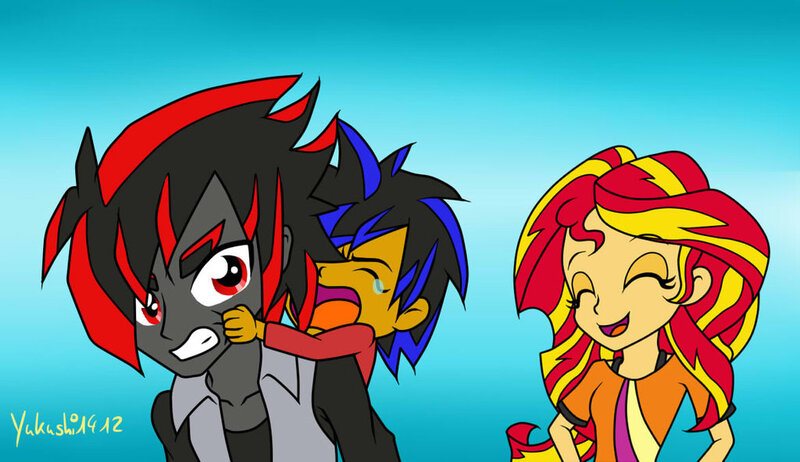 Size: 1024x591 | Tagged: safe, artist:cyrilsmith, derpibooru import, sunset shimmer, oc, oc:eclipse, equestria girls, crossover, crossover shipping, equestria girls-ified, image, jpeg, offspring, parent:shadow the hedgehog, parent:sunset shimmer, shadow the hedgehog, shipping, sonic the hedgehog, sonic the hedgehog (series)