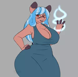 Size: 1280x1263 | Tagged: anthro, anthro oc, armpits, big breasts, breasts, cleavage, derpibooru import, female, finger hooves, gilf, huge breasts, huge butt, large butt, magic, oc, oc:resting place, solo, solo female, suggestive, unofficial characters only