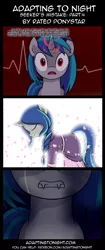 Size: 850x2020 | Tagged: safe, artist:terminuslucis, derpibooru import, vinyl scratch, oc, pony, unicorn, vampire, vampony, comic:adapting to night, comic:adapting to night: seeker's mistake, comic, crying, fangs, magic, now you fucked up, this will end in death, this will end in pain