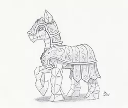 Size: 800x678 | Tagged: armor, artist:sensko, crystal empire, crystal golem, derpibooru import, golem, grayscale, monochrome, pencil drawing, safe, simple background, sketch, solo, traditional art, white background