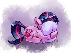 Size: 1411x1056 | Tagged: dead source, safe, artist:lightof-dawn, derpibooru import, twilight sparkle, twilight sparkle (alicorn), alicorn, pony, bored, covering face, female, mare, pillow, solo, whitediamonds-ish