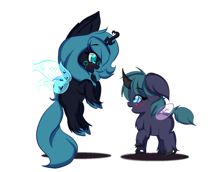 Size: 1200x931 | Tagged: artist:karsismf97, derpibooru import, hybrid, interspecies offspring, magical lesbian spawn, oc, oc:clarise, oc:pupa puff, offspring, parent:oc:fluffle puff, parent:queen chrysalis, parents:canon x oc, parents:chrysipuff, safe, unofficial characters only