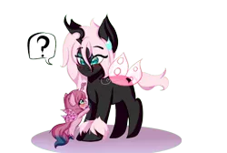 Size: 1200x806 | Tagged: artist:karsismf97, changeling, changeling oc, derpibooru import, hybrid, interspecies offspring, magical lesbian spawn, oc, oc:fluffle puff, oc:fuffysa, oc:pomf puff, offspring, parent:oc:fluffle puff, parent:queen chrysalis, parents:canon x oc, parents:chrysipuff, pink changeling, safe, unofficial characters only