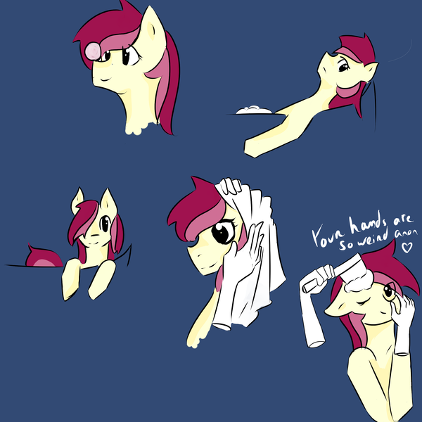 Size: 2267x2267 | Tagged: 8chan, artist:anonymous, bath, brush, derpibooru import, oc, oc:anon, /pone/, roseluck, safe, towel