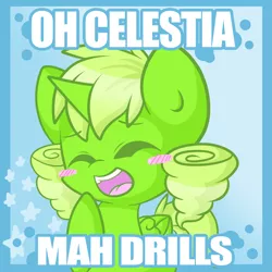 Size: 2500x2500 | Tagged: artist:starlightlore, derpibooru import, drill hair, image macro, meme, oc, oc:pear bloom, safe, solo, unofficial characters only