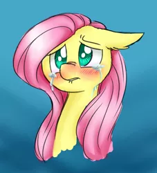 Size: 3000x3300 | Tagged: artist:cartoonboyfriends, blushing, bust, colored pupils, crying, derpibooru import, floppy ears, fluttershy, lip bite, looking up, portrait, safe, solo