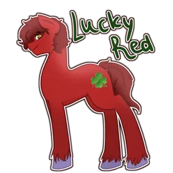 Size: 1000x1000 | Tagged: safe, artist:liefsong, derpibooru import, oc, oc:lucky red, unofficial characters only, earth pony, pony, clover, four leaf clover, irish, male, simple background, solo, stallion, transparent background