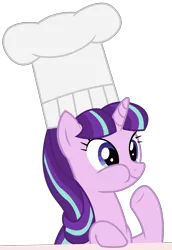 Size: 3333x4833 | Tagged: safe, artist:sketchmcreations, derpibooru import, starlight glimmer, pony, unicorn, the cutie re-mark, absurd resolution, chef's hat, cute, eating, female, glimmerbetes, hat, mare, nom, raised hoof, simple background, solo, toque, transparent background, vector