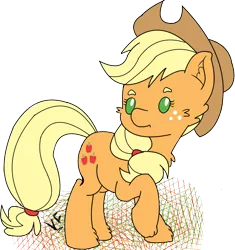 Size: 1024x1091 | Tagged: applejack, artist:velvet-frost, derpibooru import, raised hoof, safe, simple background, solo, transparent background