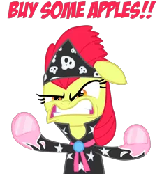 Size: 2600x2800 | Tagged: angry, apple bloom, artist:zoarvek, buy some apples, derpibooru import, faic, reaction image, safe, show stopper outfits, simple background, solo, transparent background