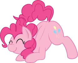 Size: 6000x4838 | Tagged: safe, artist:matimus91, artist:slb94, derpibooru import, pinkie pie, earth pony, pony, absurd resolution, balloonbutt, butt, cute, dock, eyes closed, face down ass up, happy, simple background, smiling, solo, transparent background, vector