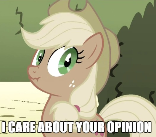 Size: 527x465 | Tagged: safe, derpibooru import, screencap, applejack, image macro, liar face, liarjack, meme, reaction image, scrunchy face