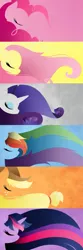 Size: 427x1280 | Tagged: applejack, artist:becauseimpink, derpibooru import, eyes closed, fluttershy, mane six, minimalist, pinkie pie, profile, rainbow dash, rarity, safe, set, twilight sparkle, windswept mane