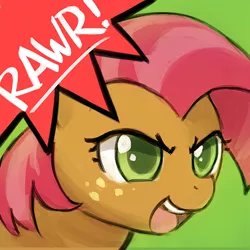 Size: 500x500 | Tagged: safe, artist:lumineko, derpibooru import, part of a set, babs seed, earth pony, pony, adorababs, avatar, cute, female, filly, open mouth, rawr, rawrvatar, solo