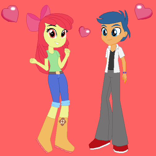 Size: 504x504 | Tagged: safe, derpibooru import, apple bloom, first base, equestria girls, bloombase, equestria girls-ified, female, heart, male, shipping, simple background, straight, valentine's day