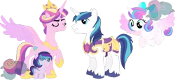 Size: 800x369 | Tagged: artist:t-aroutachiikun, derpibooru import, female, male, oc, oc:princess estelle, offspring, parent:princess cadance, parent:shining armor, parents:shiningcadance, princess cadance, princess flurry heart, safe, shining armor, shiningcadance, shipping, spoiler:s06, straight