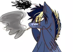Size: 2500x1800 | Tagged: safe, artist:tobisio, derpibooru import, oc, oc:star trail, unofficial characters only, pegasus, pony, cigarette, male, simple background, smoking, solo, stallion, white background